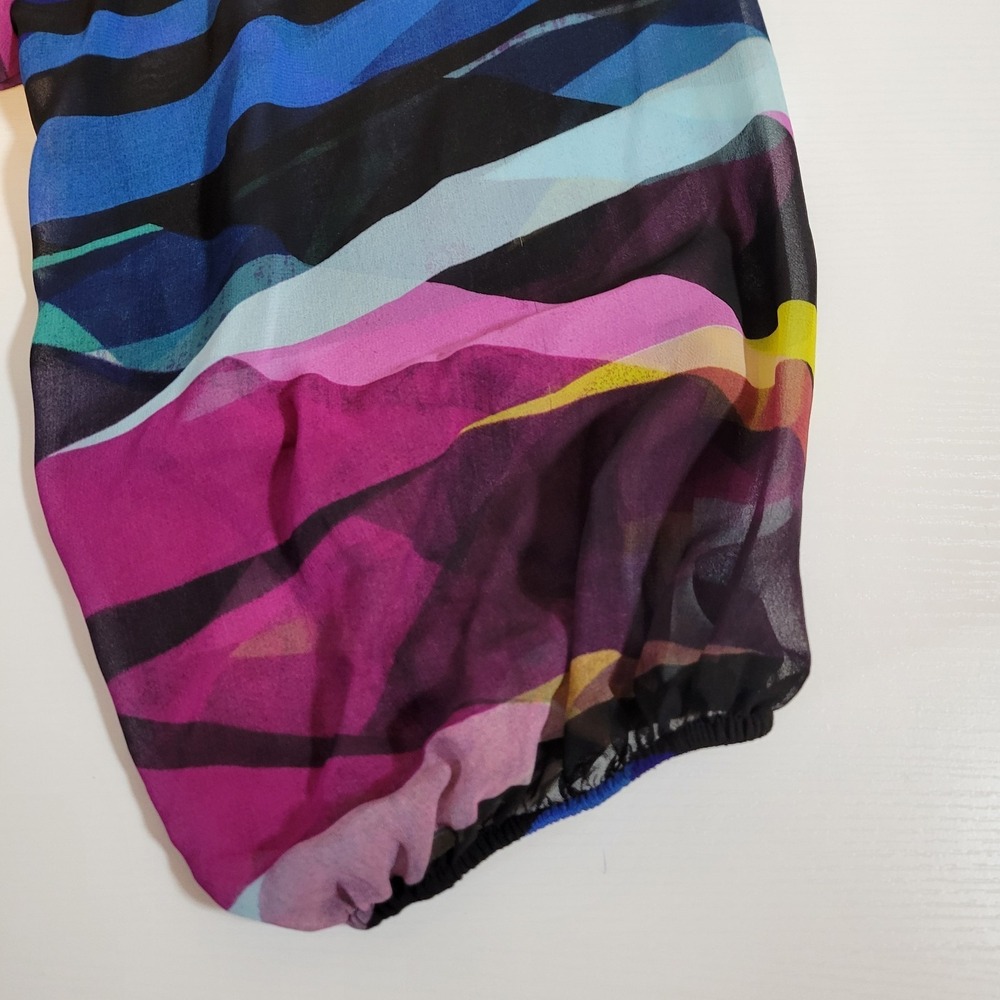 Calvin Klein Womens Blouse Top Size 1X 3/4 Sleeve V-Neck Geometric Lined 1654 - Picture 5 of 8